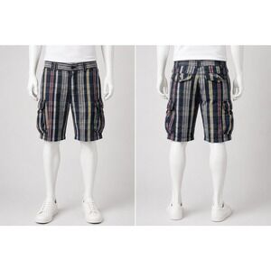 Polo Ralph Lauren Mens Plaid Cargo Shorts Navy Blue Red Yellow Cotton 34 Madras